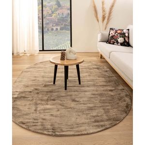 Viscose vloerkleed ovaal - Glamour bruin 120x180 cm