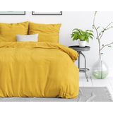 Dreamhouse Stone Washed Dekbedovertrek + 1 kussensloop Mosterd
