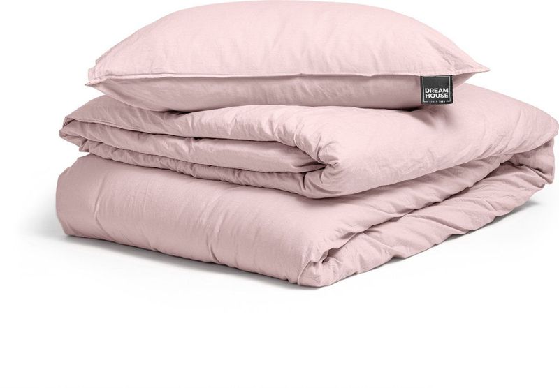 Dreamhouse Stone Washed Dekbedovertrek + 1 kussensloop Roze