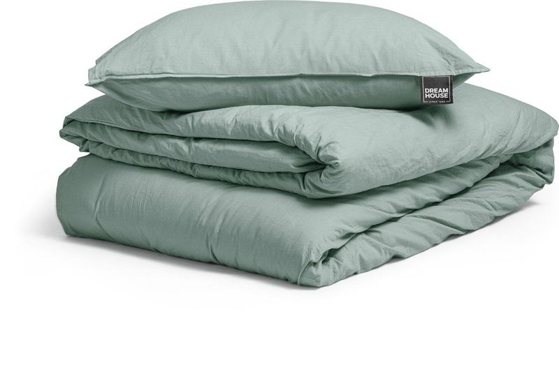 Dreamhouse Stone Washed Dekbedovertrek + 1 kussensloop Groen