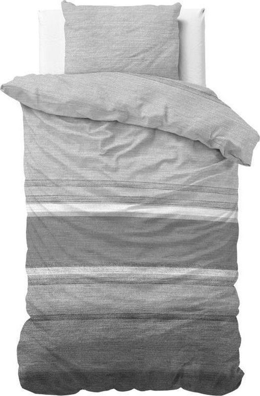 Sleeptime Flanel Stone Stripe Dekbedovertrek + 1 kussensloop Grijs