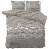 Sleeptime - ST FL Love and Relax - Dekbedovertrek - Taupe - Flanel - Inclusief Kussenslopen