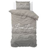 Sleeptime - ST FL Love and Relax - Dekbedovertrek - Taupe - Flanel - Inclusief Kussenslopen
