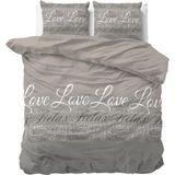 Sleeptime - ST FL Love and Relax - Dekbedovertrek - Taupe - Flanel - Inclusief Kussenslopen
