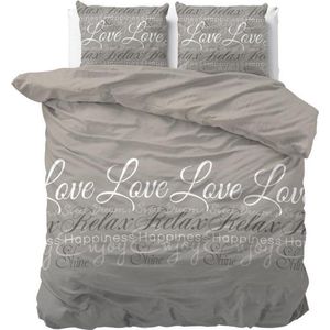 Sleeptime - ST FL Love and Relax - Dekbedovertrek - Taupe - Flanel - Inclusief Kussenslopen