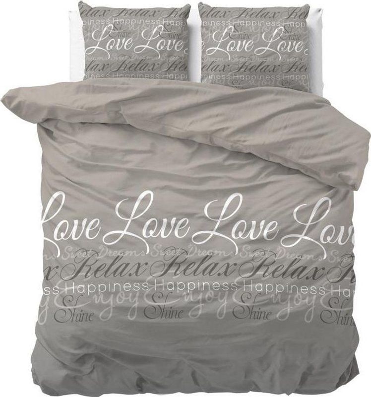Sleeptime - ST FL Love and Relax - Dekbedovertrek - Taupe - Flanel - Inclusief Kussenslopen