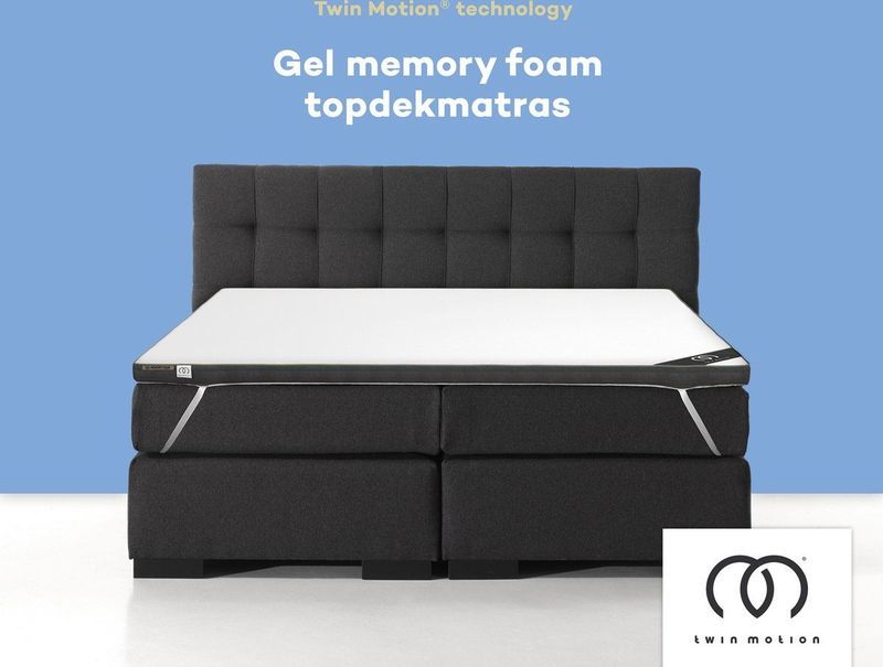 Twin Motion Hybrid Gel Topdekmatras - 180x200 cm - Traagschuim + Hybrid Gel Kern - Comfort: Gemiddeld