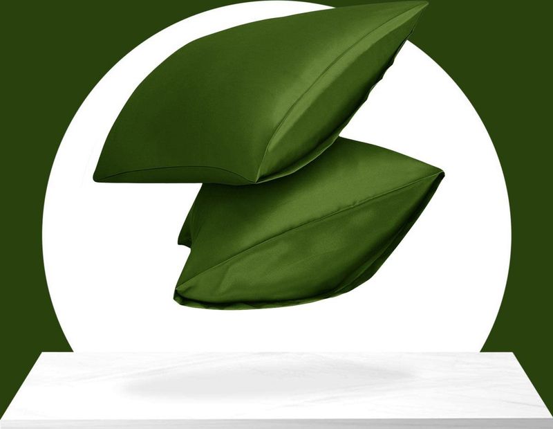 Sleeptime Satijnen Kussensloop - Anti allergeen - Haarverzorging - Huidverzorging - 2 Stuks - 60x70 cm - Groen