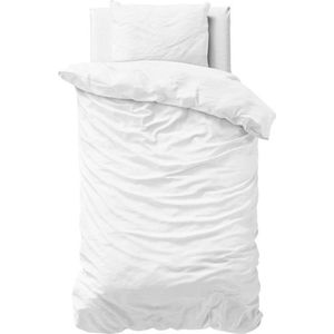 Primaviera Deluxe Uni Satijn - Dekbedovertrek - Eenpersoons - 140x200/220 + 1 kussensloop 60x70 - Wit