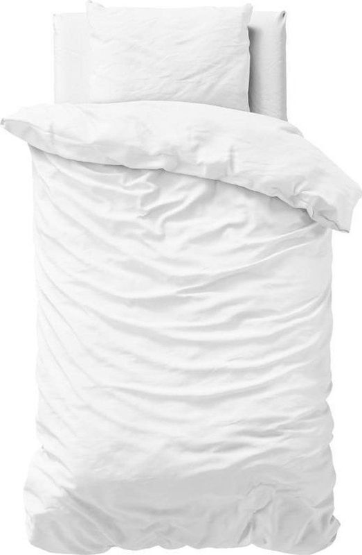 Primaviera Deluxe Uni Satijn - Dekbedovertrek - Eenpersoons - 140x200/220 + 1 kussensloop 60x70 - Wit