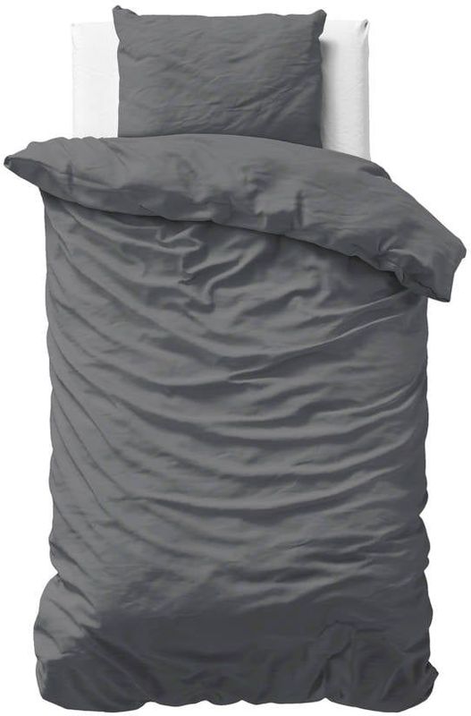 Primaviera Deluxe Uni Satijn - Dekbedovertrek - Eenpersoons - 140x200/220 + 1 kussensloop 60x70 - Antraciet