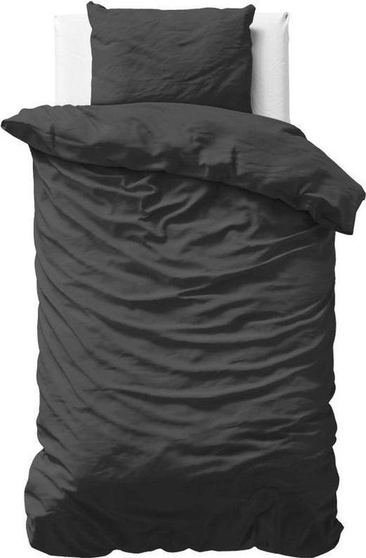 Primaviera Deluxe Uni Satijn - Dekbedovertrek - Eenpersoons - 140x200/220 + 1 kussensloop 60x70 - Zwart