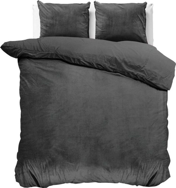 Sleeptime Velvet Touch Dekbedovertrekset + 2 kussenslopen Antraciet