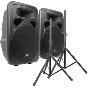 SkyTec SP1500A Actieve Speakerset 15" met Standaards 1600W