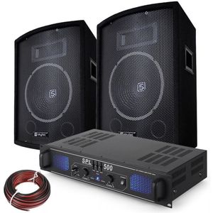 SkyTec 500W PA DJ Disco set met Versterker en Luidsprekers