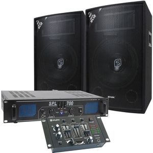 SkyTec 700W DJ Set met Luidsprekers, Versterker en Mengpaneel