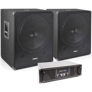 Vonyx 2000W Subwoofer Set met Versterker en Kabels