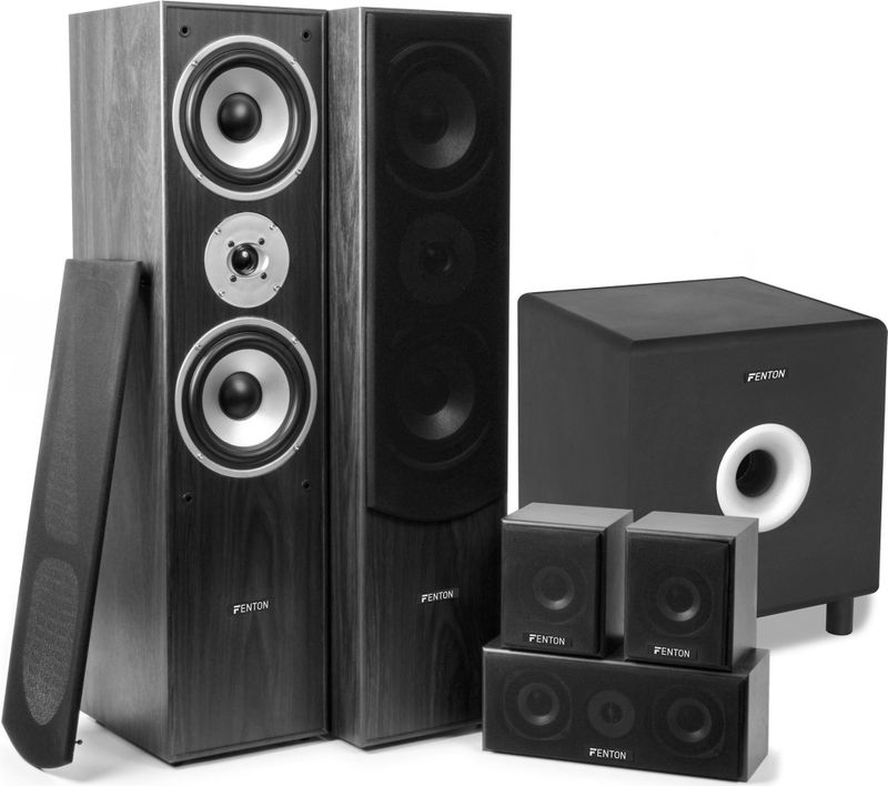 Fenton - HF5B - Home Cinema Set - Zwart - 510W met 8" Actieve Subwoofer 200W