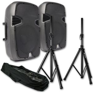 Vonyx - SPJ-800A - Actieve Speakerset - 8 inch - Inclusief Standaards