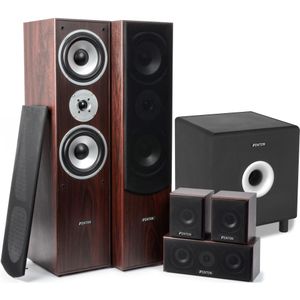 Fenton - 5.1 Home Cinema Surround - Walnoot - Speakerset - 1300W met 8" Subwoofer