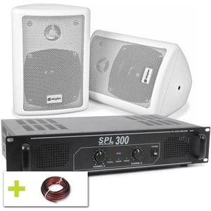SkyTec stereoset met witte speakers voor keuken, hobbykamer etc.