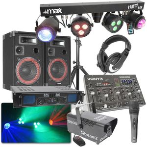 MAX Complete 500W DJ Bluetooth Disco Set met Geluid, Licht en Rook