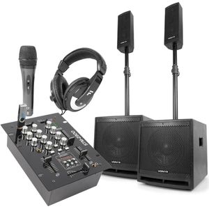 Vonyx 2.2 DJ speakerset met mixer en gratis DJ accessoires