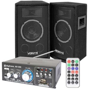 Vonyx SL6 geluidsbox met AV-360 versterker en kabels