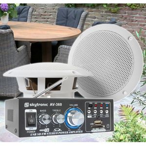 Fenton TS06 Waterdichte speakerset - Inbouw speakerset buiten met versterker - Bluetooth - 6.5 inch