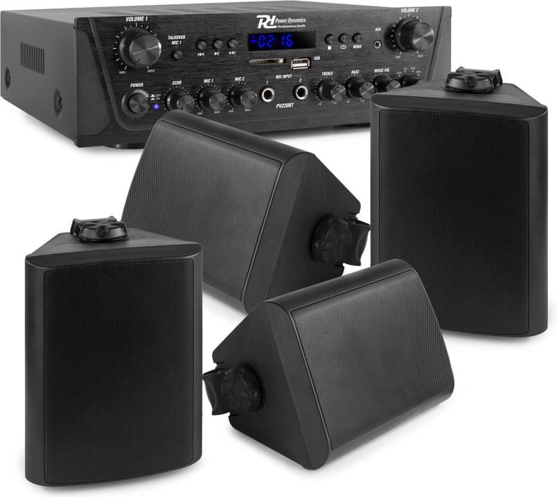 Power Dynamics - PDC85 - Geluidsinstallatie - Zwart - Bluetooth - 4 Speakers