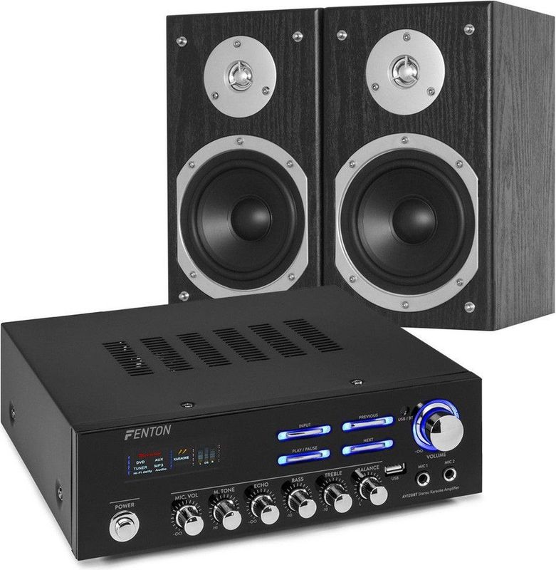 Stereo set - Fenton Bluetooth karaoke stereo set met versterker en speakers - 120W