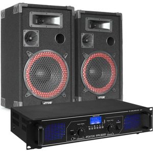 Fenton FPL500 klasse-D versterker met Bluetooth + XEN-3508 speakerset 8 inch - Complete set!