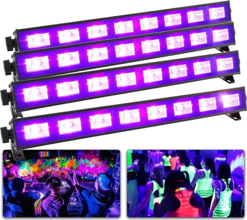 Blacklight - BeamZ complete blacklight set met 4x BUV93 blacklight lamp LED bar