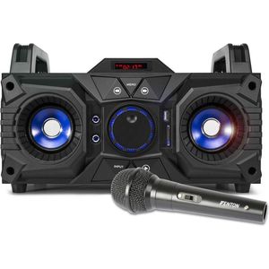 Karaoke set op accu - Fenton MDJ95 Bluetooth karaoke speaker met microfoon en echo effect - Mobiele karaoke set - Zwart
