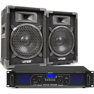DJ geluidsinstallatie met Bluetooth - MAX8 DJ luidsprekers + Bluetooth versterker combinatie - 800W