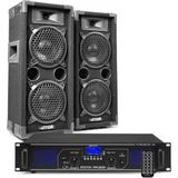 DJ geluidsinstallatie met Bluetooth - MAX26 DJ luidsprekers + Bluetooth versterker combinatie - 1200W