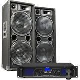 DJ geluidsinstallatie met Bluetooth - MAX212 DJ luidsprekers + Bluetooth versterker combinatie - 2800W