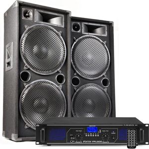 DJ geluidsinstallatie met Bluetooth - MAX215 DJ luidsprekers + Bluetooth versterker combinatie - 4000W