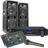 MAX26 DJ set met o.a. speakers, versterker en mixer - 1200W