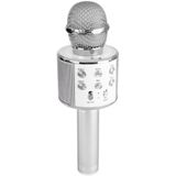 MAX KM01 Karaoke Microfoon Bluetooth (2x) - Speaker, Echo & Stemvervormer - Zilver