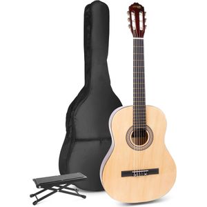 MAX SoloArt klassieke akoestische gitaar met voetsteun - Hout