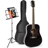 Akoestische gitaar voor beginners - MAX SoloJam Western gitaar - Incl. muziekstandaard, gitaar stemapparaat, gitaartas en 2x plectrum - Zwart
