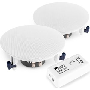 Power Dynamics Inbouw Speaker - 2x Plafond Speaker ESCS6 + Bluetooth Versterker BT10 - Complete Set voor Kantoor, Hal, Wachtkamer, etc.