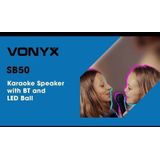 Karaoke set kinderen - Vonyx SBS50P karaokeset op accu met Bluetooth, LED karaoke microfoon, echo effect en LED lichteffect - Roze