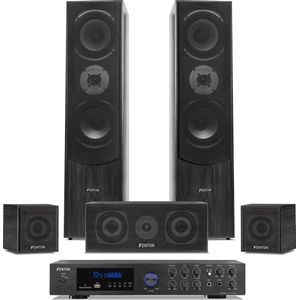 Fenton - Surround Set - Home Cinema Set - Zwart - Inclusief Versterker en 5 Speakers
