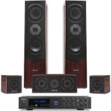 Surround set home cinema - Fenton 5.0 set met versterker en 5 speakers - Bluetooth / mp3 - Walnoot