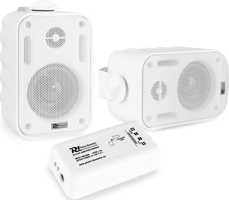 Power Dynamics - BT10 - Speakerset - Wit - Weersbestendig - Inclusief Beugels