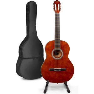 MAX SoloArt klassieke akoestische gitaar met gitaarstandaard - Bruin (hout)