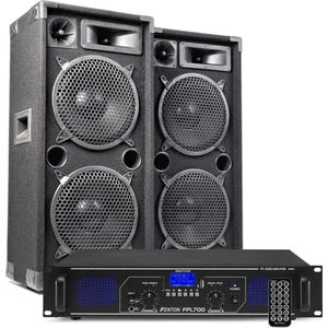 DJ geluidsinstallatie met Bluetooth - MAX210 DJ luidsprekers + Bluetooth versterker combinatie - 2000W