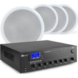 Geluidsinstallatie met 4 CSPB6 plafondspeakers en PPA30 versterker met Bluetooth